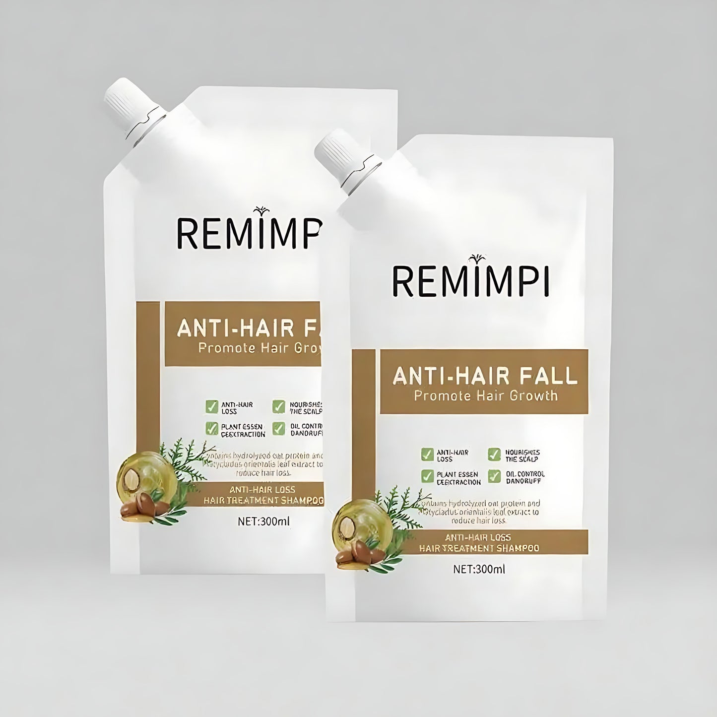 【Buy 1 Get 1 Free】REMIMPI Anti-Hair Fall Hair Loss Treatment Shampoo Oil Control Anti dandruff Haircare Ginseng Ginger Help Hair Growth Jojoba Oat Repair Reduce Hair Loss Scalp Cleanser Conditioner 300ML