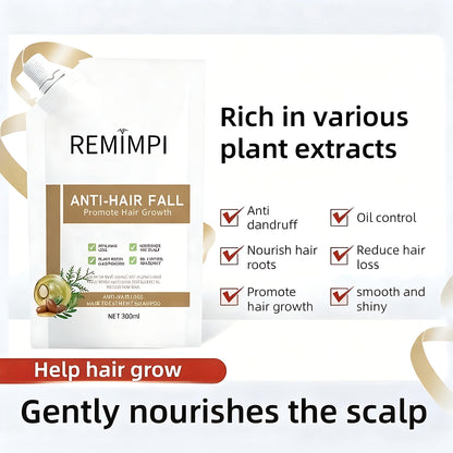 【Buy 1 Get 1 Free】REMIMPI Anti-Hair Fall Hair Loss Treatment Shampoo Oil Control Anti dandruff Haircare Ginseng Ginger Help Hair Growth Jojoba Oat Repair Reduce Hair Loss Scalp Cleanser Conditioner 300ML