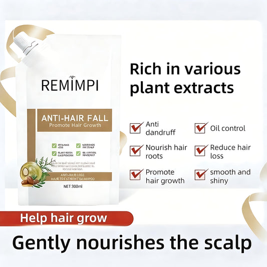 【Buy 1 Get 1 Free】REMIMPI Anti-Hair Fall Hair Loss Treatment Shampoo Oil Control Anti dandruff Haircare Ginseng Ginger Help Hair Growth Jojoba Oat Repair Reduce Hair Loss Scalp Cleanser Conditioner 300ML